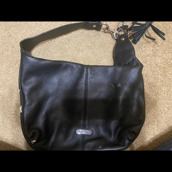 Black coach purse with strap - Picture 1 of 2